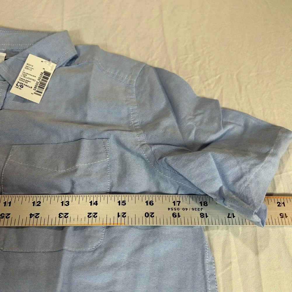 Childrens Place Boys Light Blue Oxford Short Sleeve Button Down Shirt 10/12 L